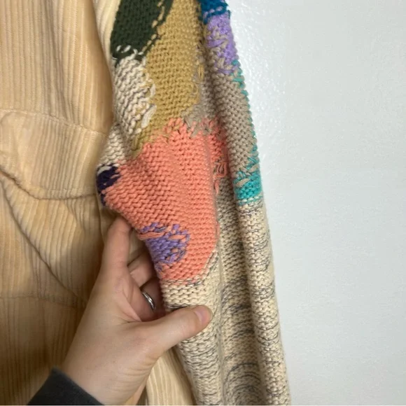 Anthropologie Pilcro Crochet Sleeve Multicolor Button Down Shacket Size M - Picture 15 of 16